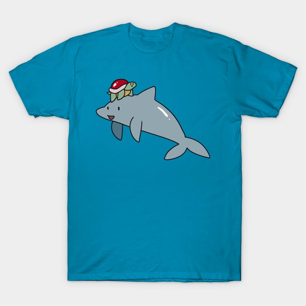 Turtle Riding a Dolphin T-Shirt by saradaboru